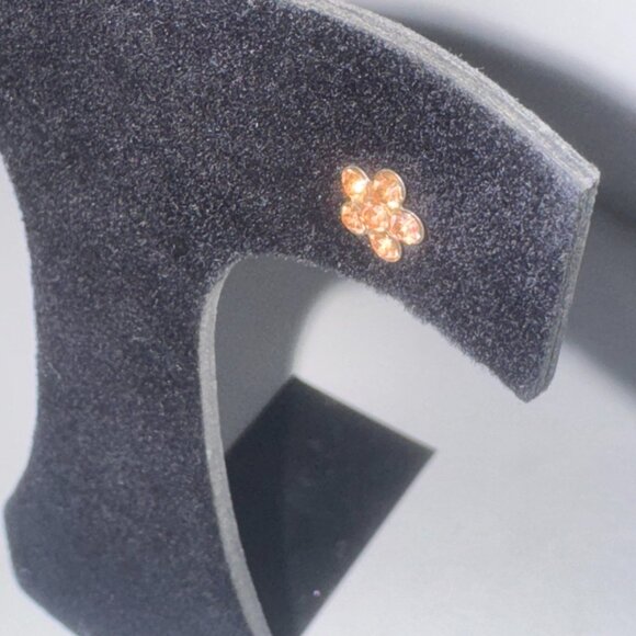 7mm Pink Flower Cz And Sterling Post Earrings - Picture 11 of 14